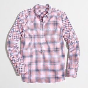 J. Crew Pink & Blue Plaid Popover Shirt